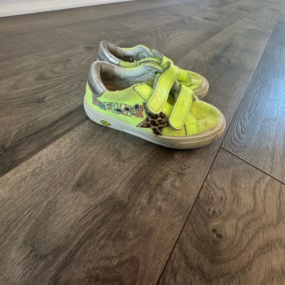 Kids Lime Green and Leopard Print Golden Goose
